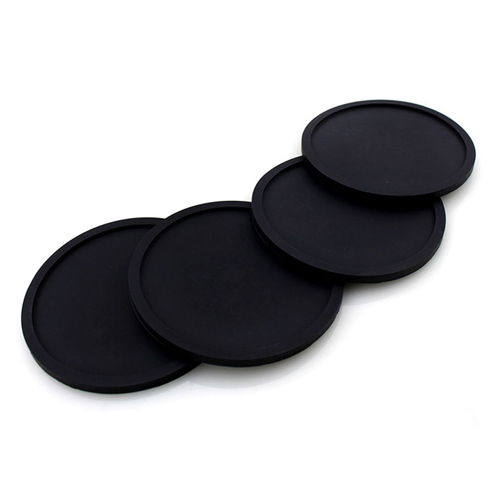 Miếng Lót Ly Silicone Tròn - Đen