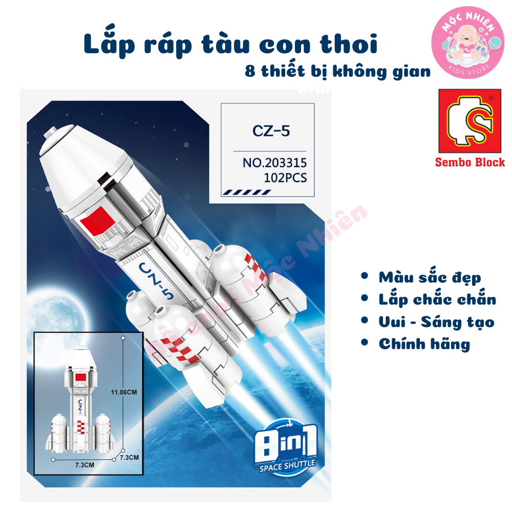 Đồ chơi lắp ráp xếp hình tàu con thoi Space Shuttle 8 trong 1 SEMBO BLOCK 203311 - 203318