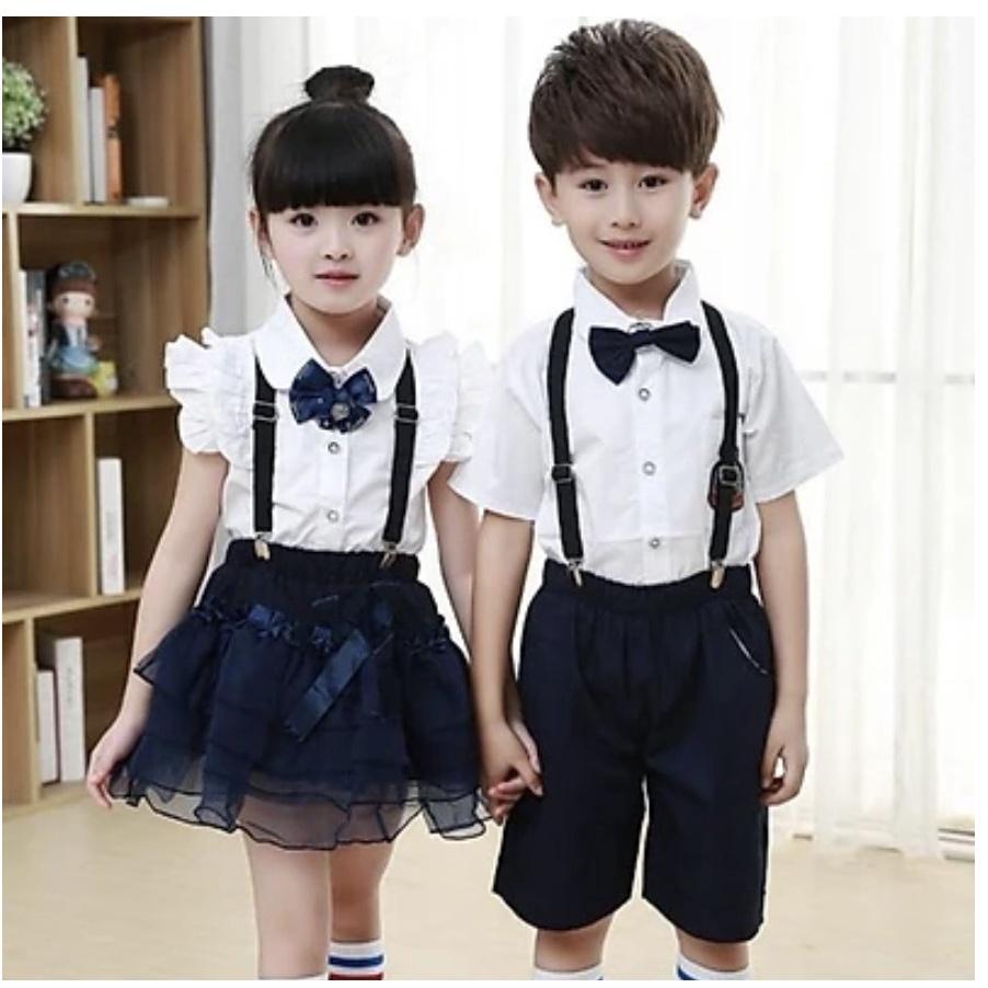 Combo Dây đai chữ Y bé kèm nơ cổ đỏ đô trai - gái 1-6 tuổi Giangpkc