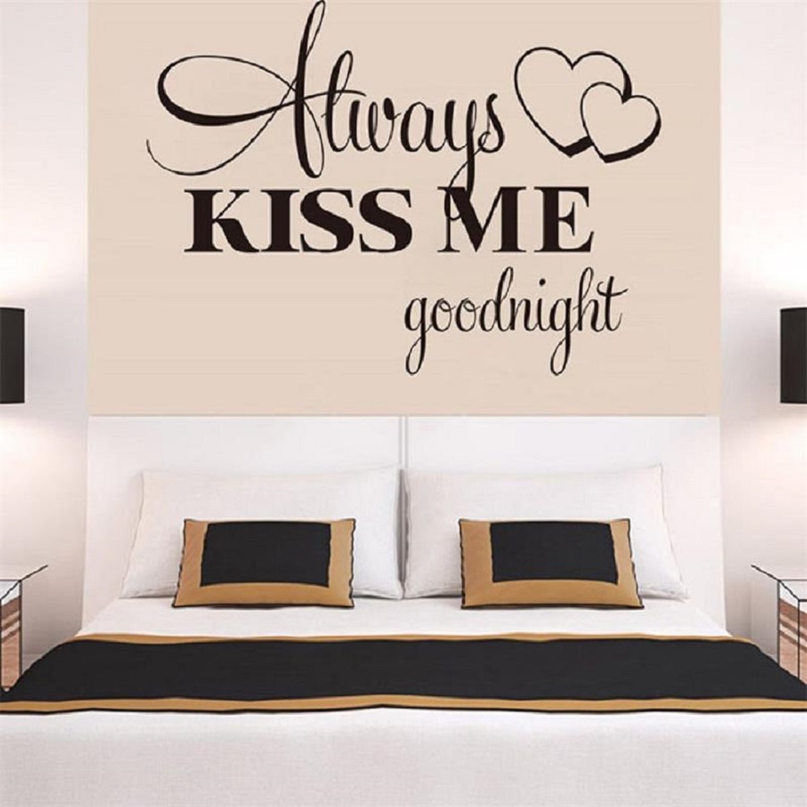 Giấy dán tường phòng ngủ chữ ALWAYS KISS ME GOODNIGHT lãng mạn