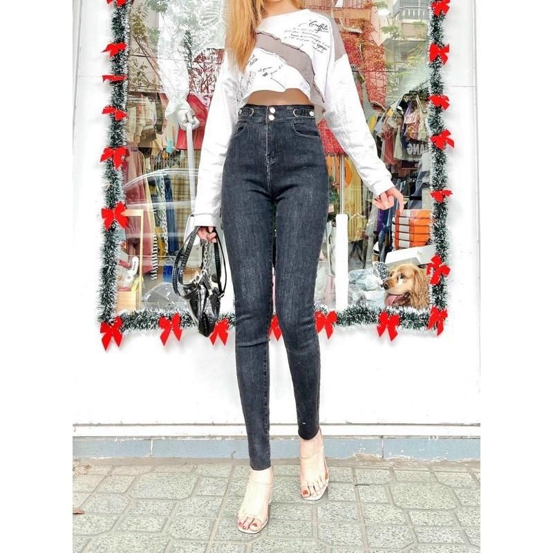 Quần jeans cạp vao 2 nút phối mút 2 bên siêu ôm vòng 3