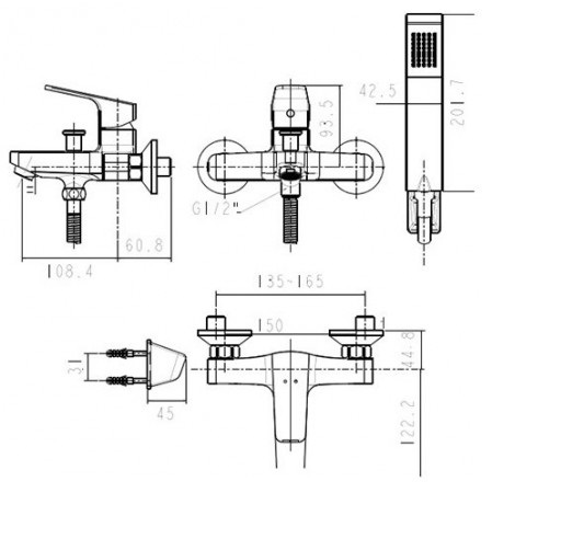 Vòi tắm sen nóng lạnh gắn tường WF-0411(FFAS0411) Concept Square - hàng chính hãng American Standard
