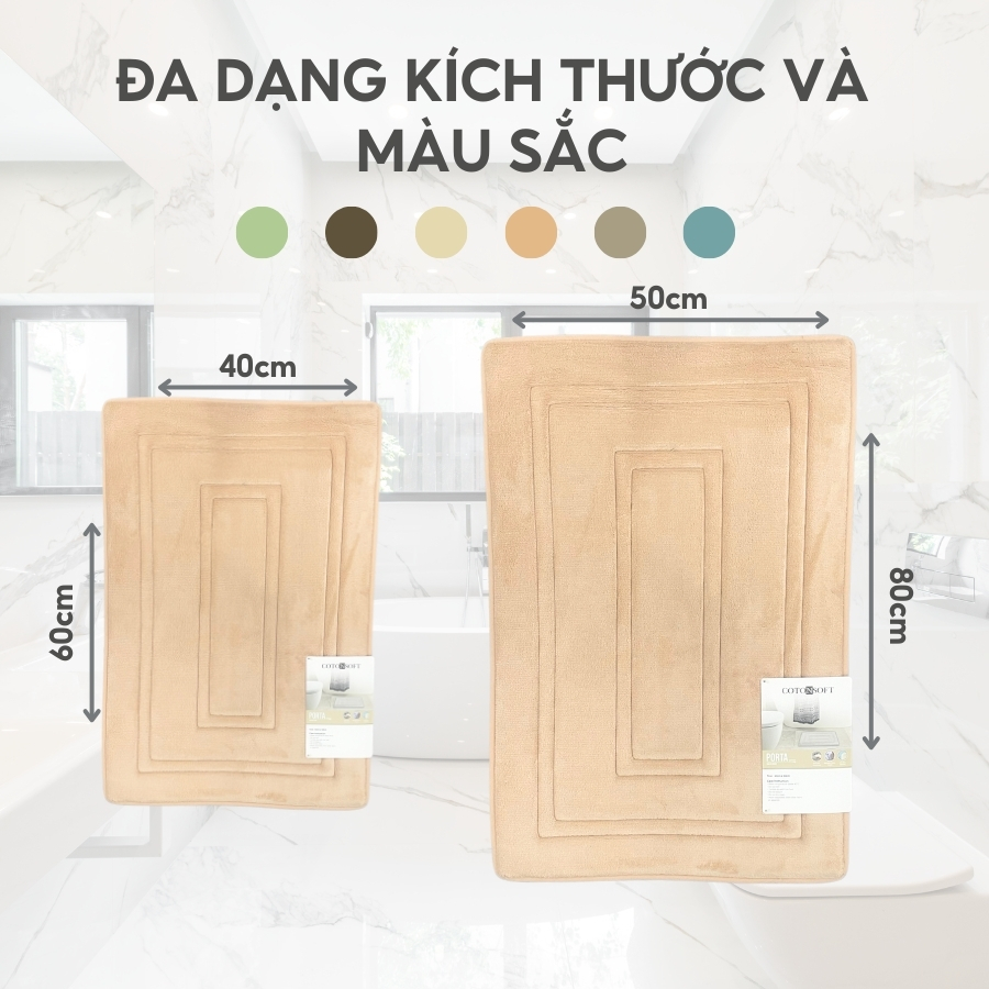 Thảm lót sàn Jean Perry Memory Foam chống trượt thấm hút tốt kích thước 40x60cm và 50x80cm