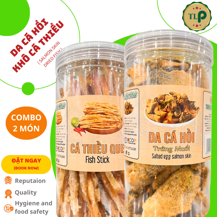 DA CÁ HỒI VÀ KHÔ CÁ THIỀU COMBO 2 HỘP - MỖI HỘP 200G