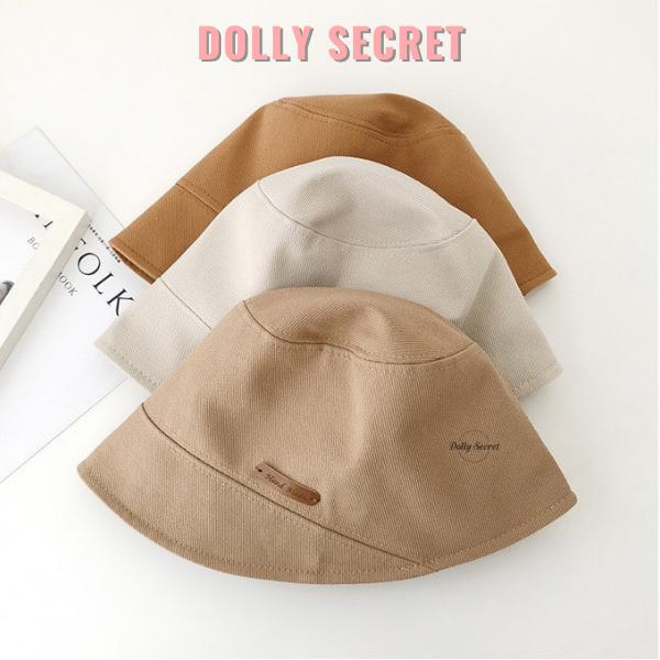 Mũ Bucket vành cụp kaki phong cách Vintage vải trơn, mũ tai bèo chống nắng DOLLY SECRET M08