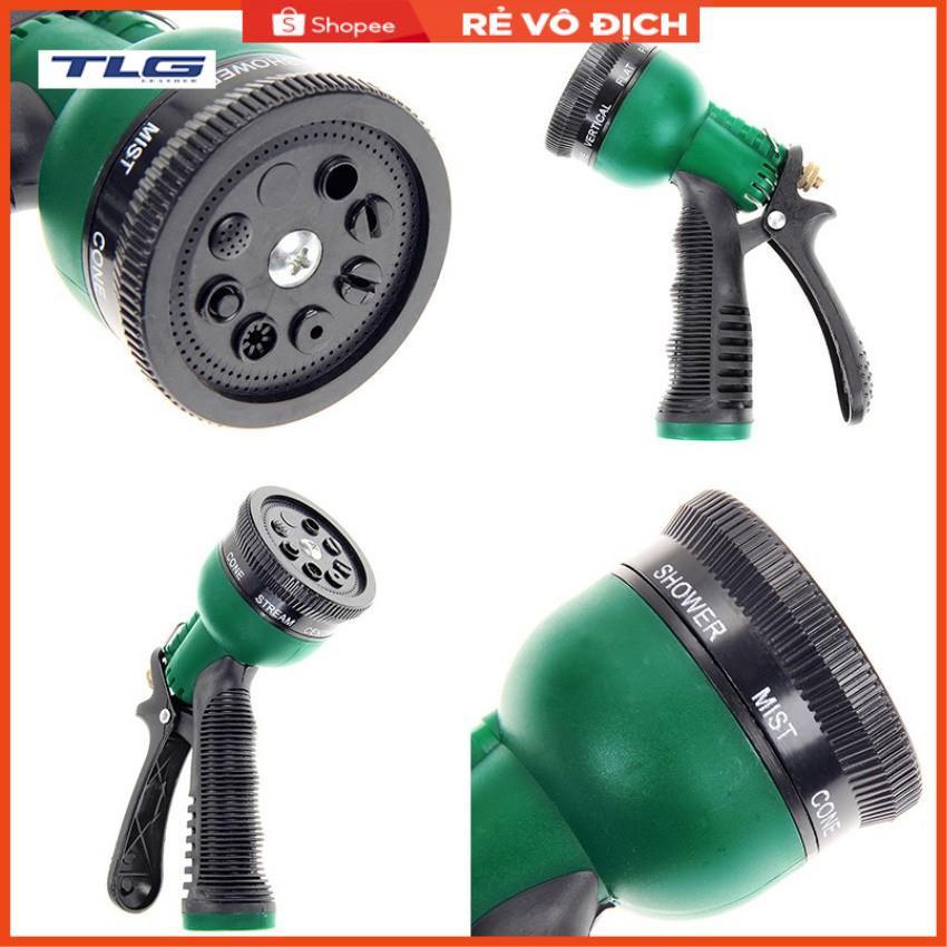 Bộ vòi xịt nước tưới cây đa năng 8 chế độ kèm dây tưới dạng lò xo co dãn 815814 loại 10m