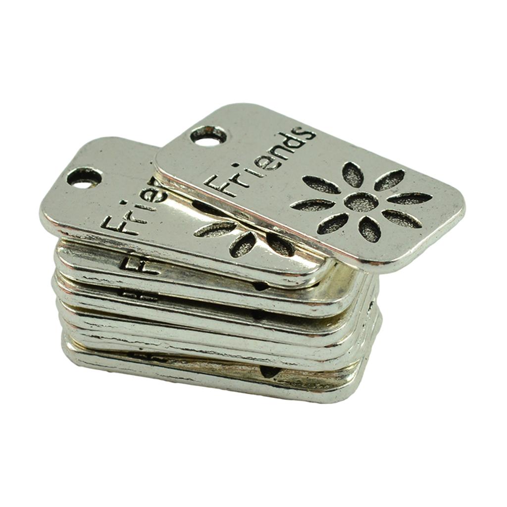 20 Pieces Alloy Rectangle Flower Pendants Charms Findings for DIY Jewelry Making