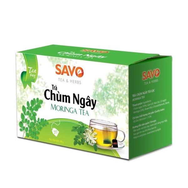 Trà SAVO Chùm Ngây (Moringa Tea) - Hộp 20 Gói x 2g