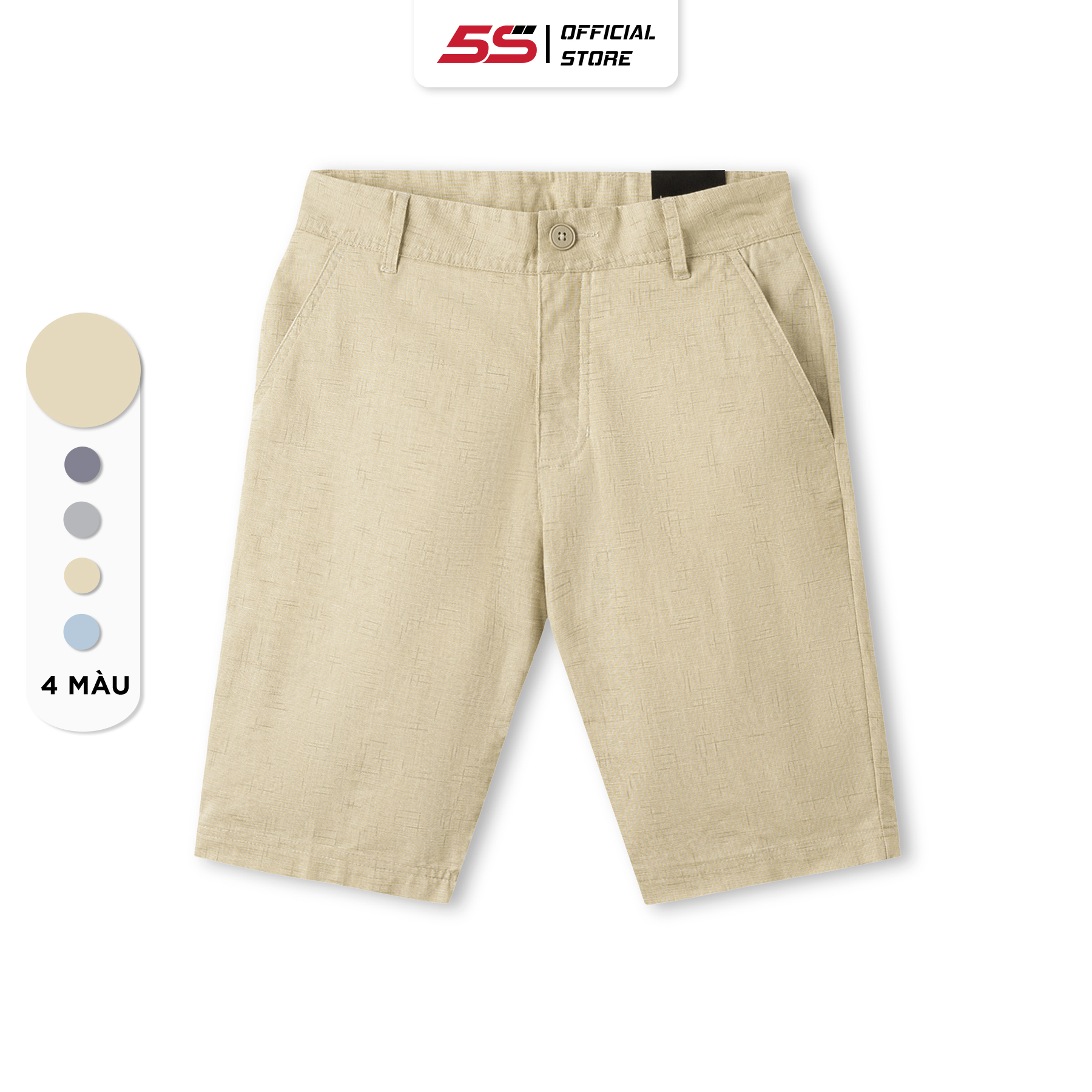 Quần Short Kaki Nam 5S PREMIUM, Chất Cotton Kaki Mềm, Thấm Hút, Mát, Giữ Phom, Thiết Kế In Họa Tiết Trẻ Trung