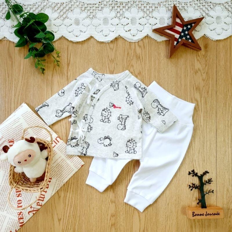 Bộ quần áo cột dây sơ sinh chất cotton mềm mịn thấm hút mồ hôi tốt - Bunnybaby