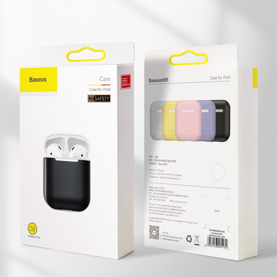 Bao case silicon siêu mỏng cho tai nghe Apple Airpods 1 / 2 hiệu Baseus Ultra thin mỏng 0.88mm, chống vân tay, chống bám bẩn, vật liệu cao cấp