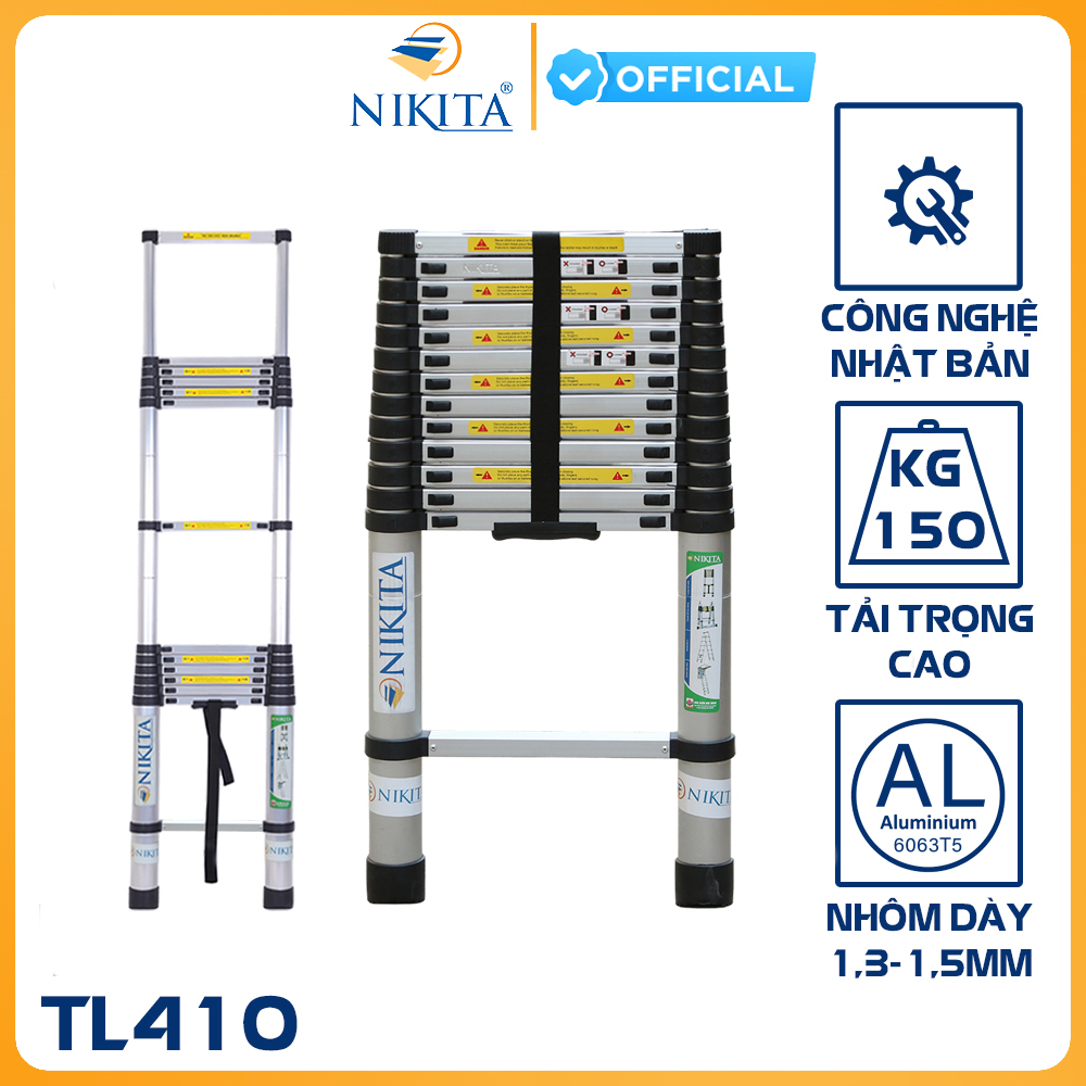 Thang Nhôm Rút Đơn Nikita NKT-R41 - Công Nghệ Nhật Bản - Tiêu Chuẩn Châu Âu - Hàng Chính Hãng