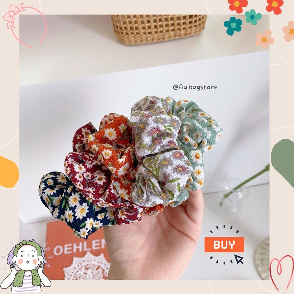 Scrunchies Vải Cotton Hoa Nhí Nhiều Màu Sắc