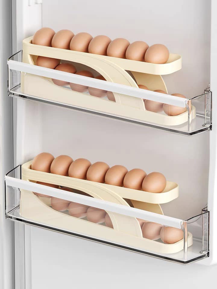 Khay đựng trứng tủ lạnh thiết kế 2 tầng thông minh tự lăn trứng