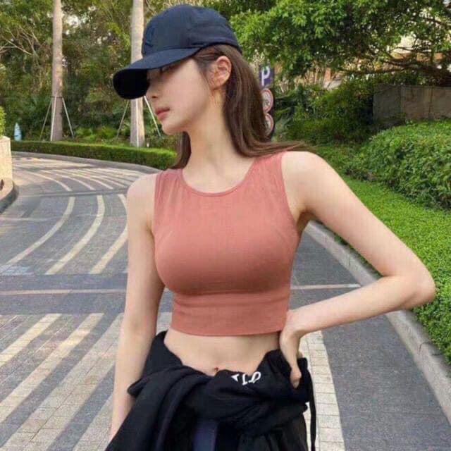 ÁO CROPTOP 3 LỖ CHẤT COTTON ĐẸP CÓ MÚT NGỰC