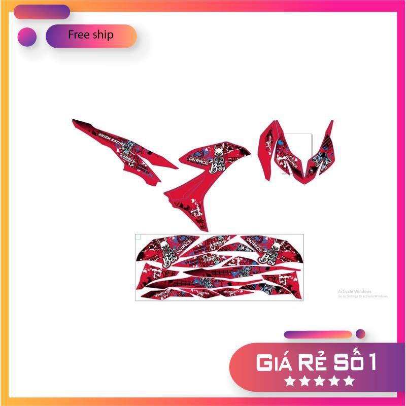 Tem xe Winner X 150 thỏ Rabit dán xe đỏ bảo hành màu sắc vĩnh viễn