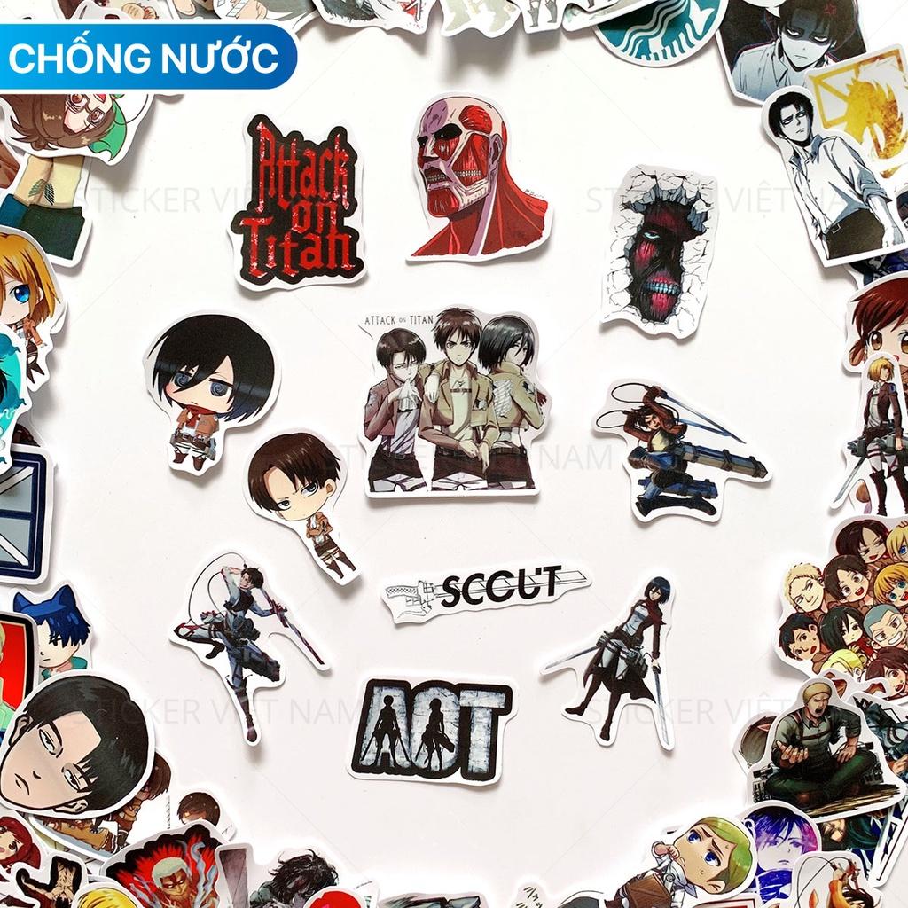 Sticker in hình ATTACK on TITAN - Dán Trang Trí - Chất Liệu PVC Cán Màng Chất Lượng Cao Chống Nước, Chống Nắng, Không Bong Tróc Phai Màu - Kích thước 4-8cm