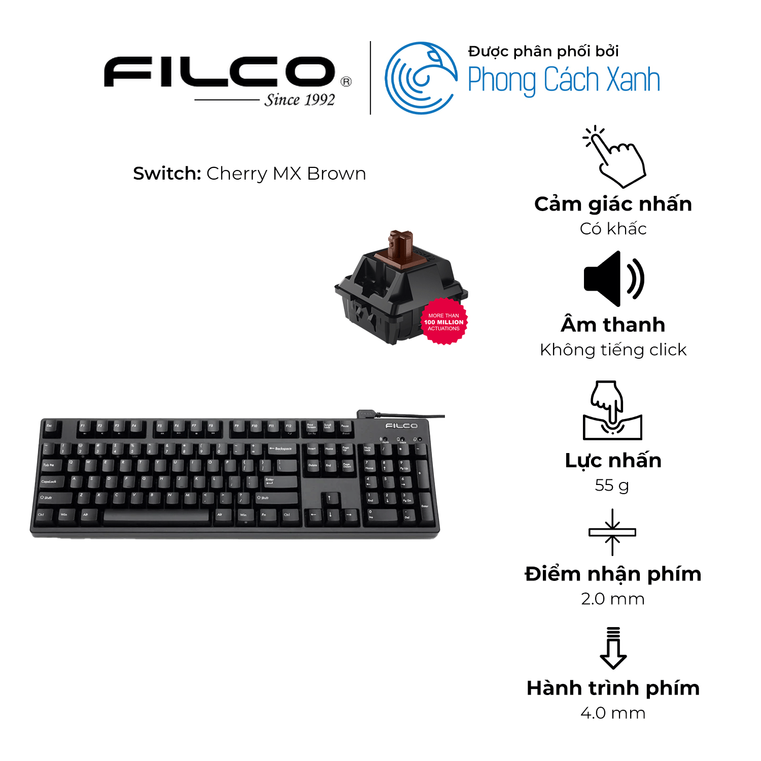 Bàn phím cơ Filco Majestouch Convertible 3X - Fullsize - Hàng Chính Hãng