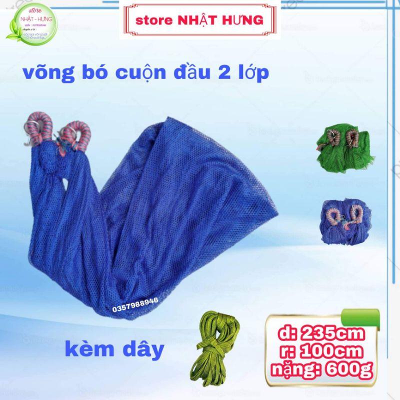 Võng lưới bó đầu 2 lớp kèm 5 mét dây dù bảng to, lưới võng giá rẻ