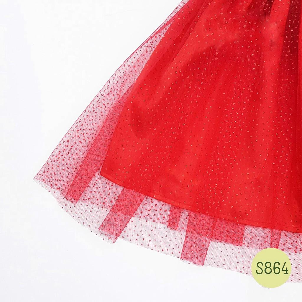 Set áo dài sườn xám đỏ Hanbok bé gái