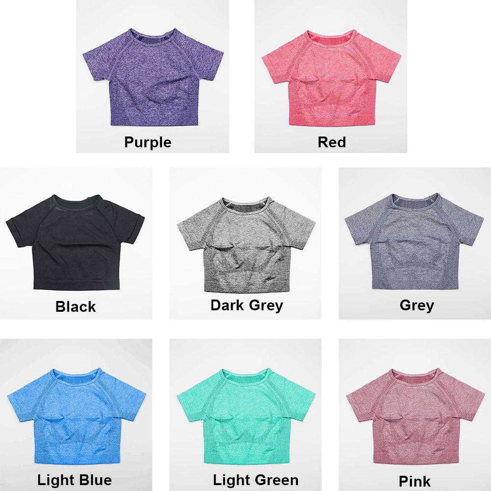 Áo Crop Top Tập Yoga thể dục cho nữ nhanh khô thoáng khí, không cổ ngắn tay