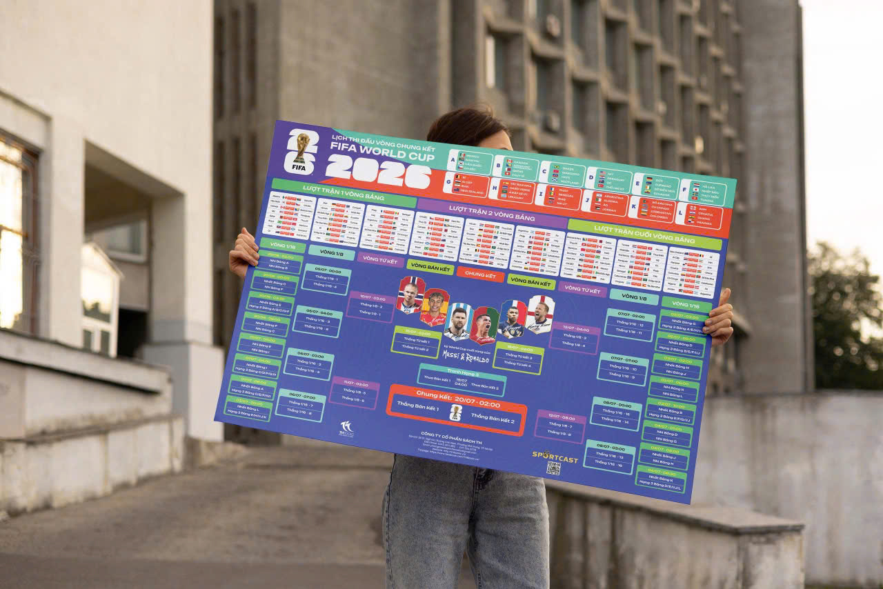 (Kèm ống gỗ vận chuyển) LỊCH THI ĐẤU WORLD CUP 2026 – THEO GIỜ VIỆT NAM – TH Books