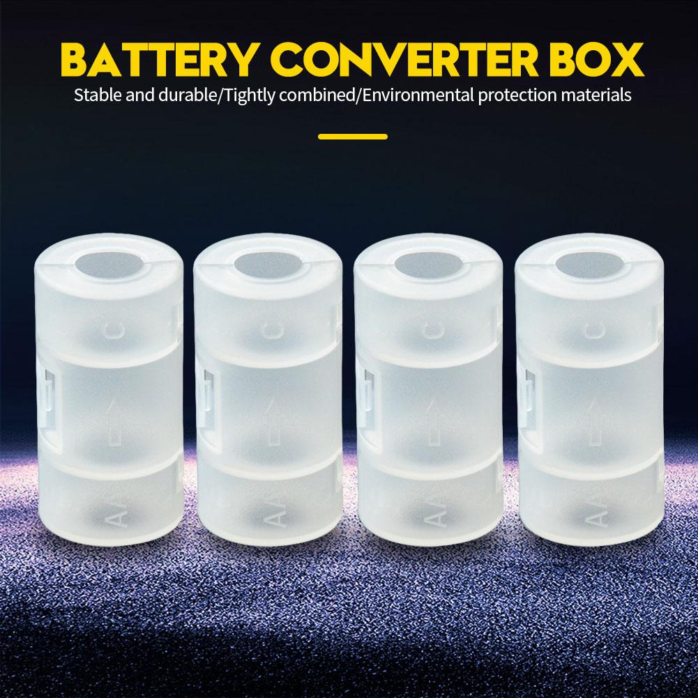 2/4 CÁI LR06 AA sang C LR14 Kích thước Hộp lưu trữ pin trong suốt Hộp đựng bộ chuyển đổi pin AA sang C Bộ chuyển đổi Switcher 5 * 2.6cm Màu sắc: 4 Cái
