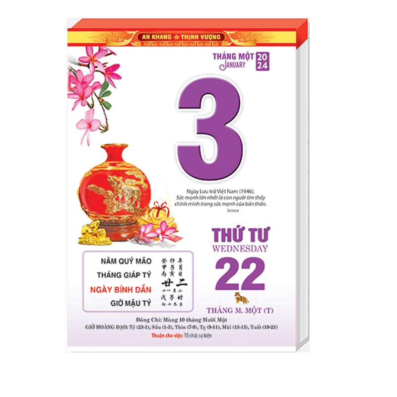 Lịch Bloc rời - Bloc lịch đại, kích thước 14,5 x 20,5 cm – Không bìa