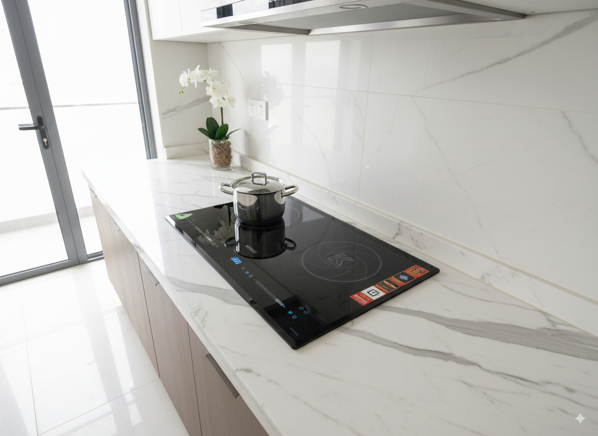 Kopper Bếp từ đôi KP586HD720 công suất 2600W IGBT tiết kiệm năng lượng Made in Thái Lan Kính VITRO CERAMIC chống trào Hàng Chính Hãng