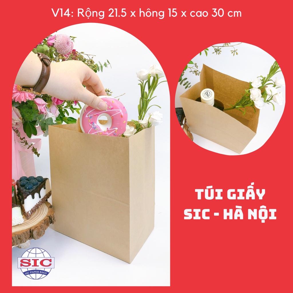100 CHIẾC TÚI GIẤY KRAFT V14: 21.5x15x30 cm KHÔNG QUAI