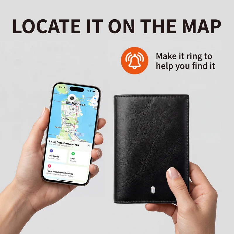 Ví Đựng Hộ Chiếu WlWU Royal Passport Wallet FM RFID Travel Wallet With Find My Card Slot | RFID Safe | Tương Thích Nhà Táo Find My & Android Find Hub | Da Microfiber Leather - Hàng nhập khẩu