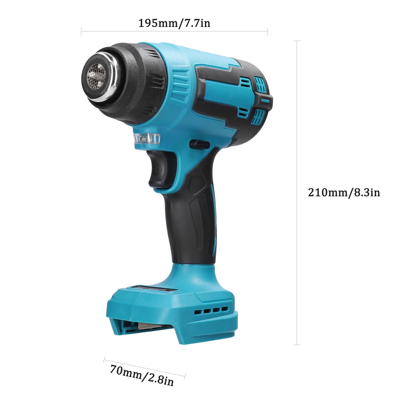 300W 380-400℃ Lithium Portable Handheld Hot Air Machine Rechargable Cordless Quick Heating Heavy Duty Hot Air Machine with 3 Nozzles for Shrink Wrapping Heat Shrink Tube PVC