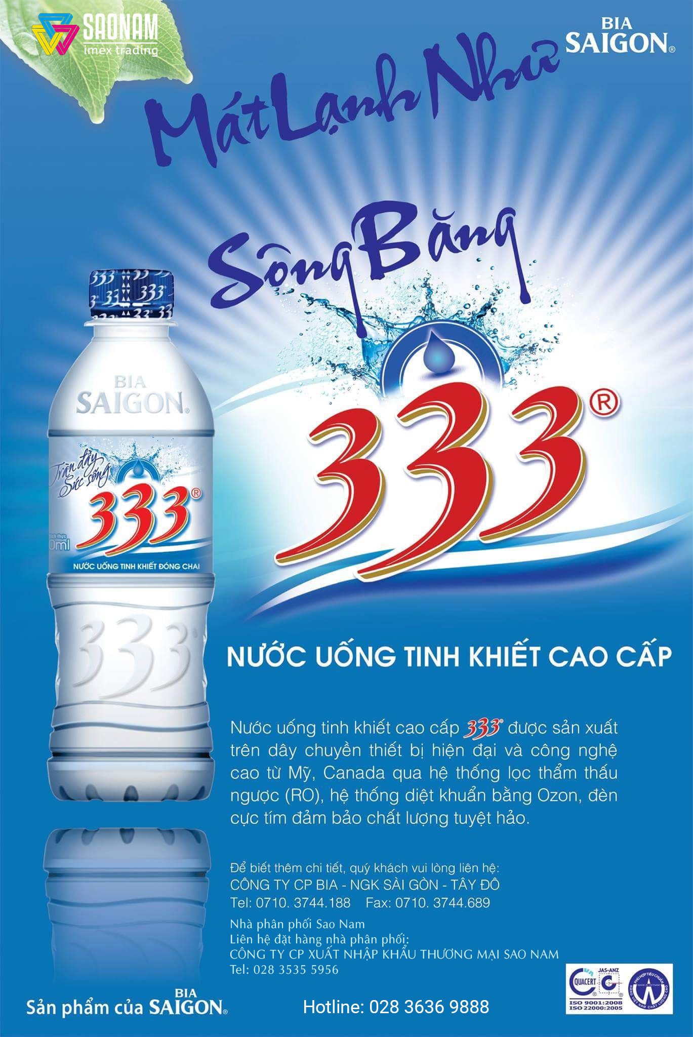 Nước uống đóng chai 333 - 500ml