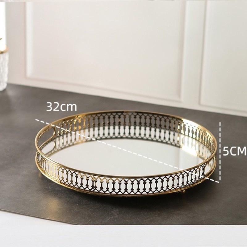 Khay úp cốc chén inox ,khay trang trí viền vàng mẫu mới cao cấp