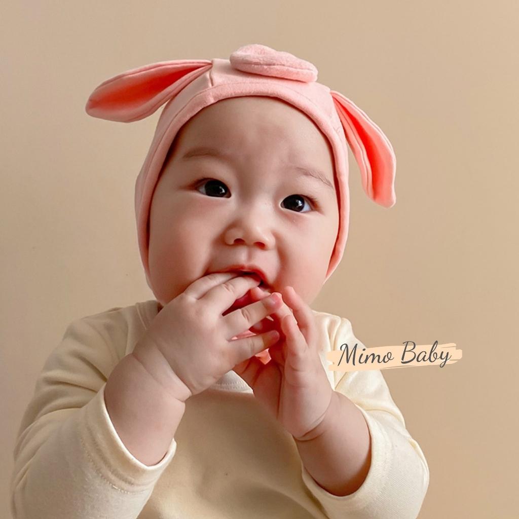 Mũ cotton buộc dây hình heo hồng dễ thương cho bé Mimo Baby MD154