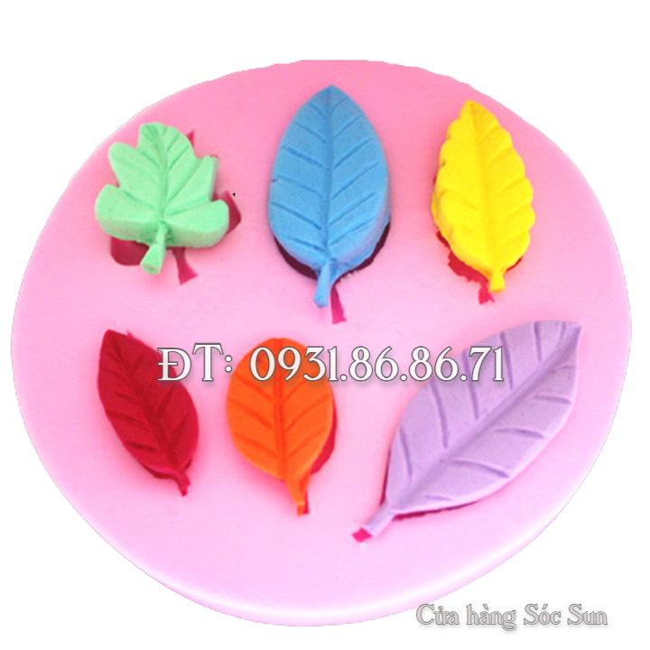 Khuôn silicon 6 lá hoa hồng - Mã số 1466