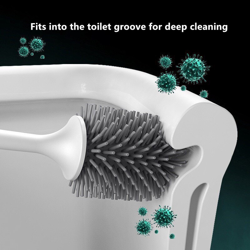 Chổi Cọ Bồn Cầu Toilet Nhà Vệ Sinh Chất Liệu Silicon Lắp Đặt Dán Tường Green Line- Hàng Chính Hãng