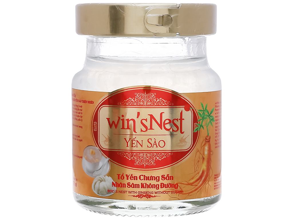 Combo 10 lọ Yến Sào Win'snest Tổ Yến Chưng Sẵn Nhân Sâm Không Đường 20% (70ml/ Lọ) thích hợp cho người lớn, người bệnh