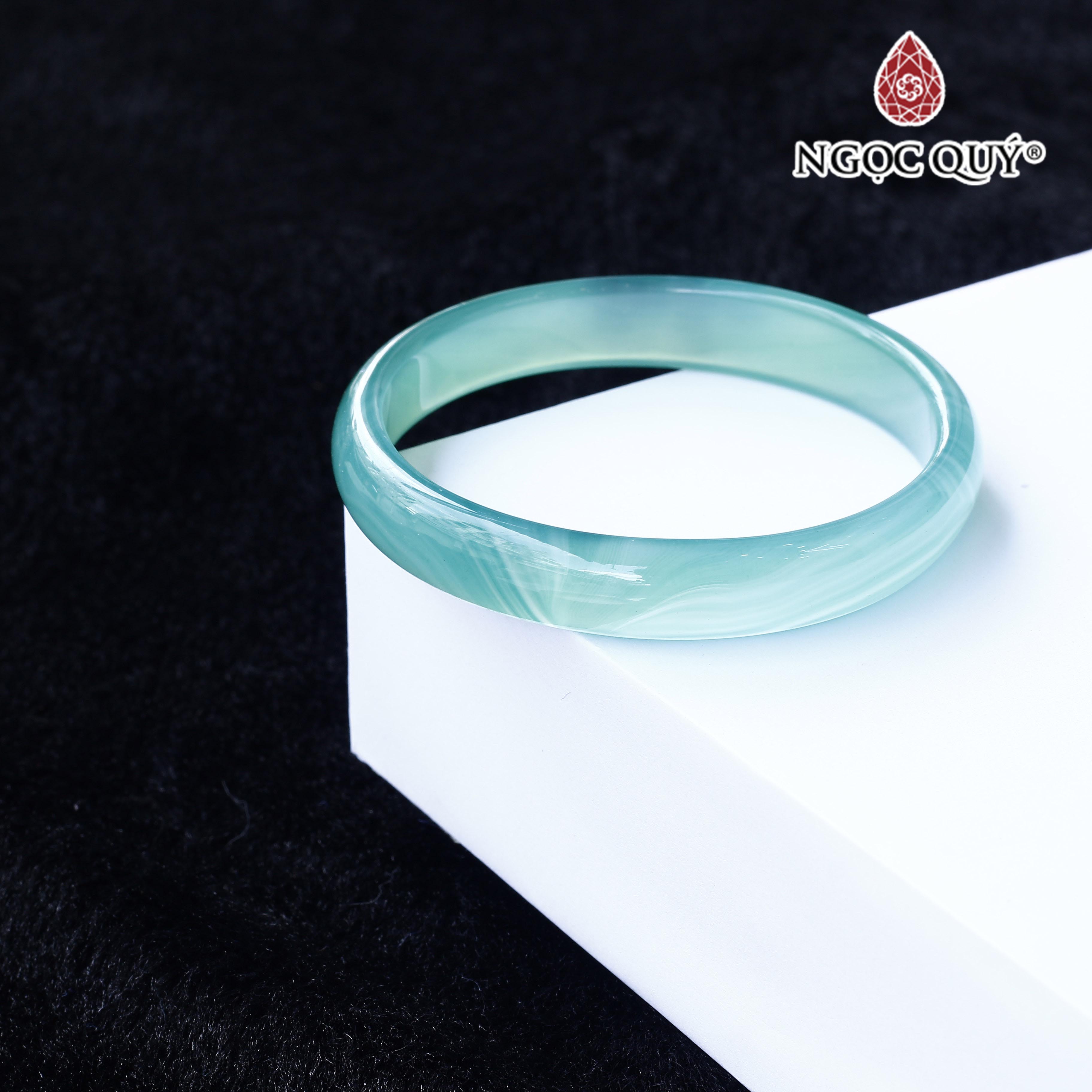 Vòng đá mã não xanh lá nhạt bản mỏng Ni56 - Ngọc Quý Gemstones