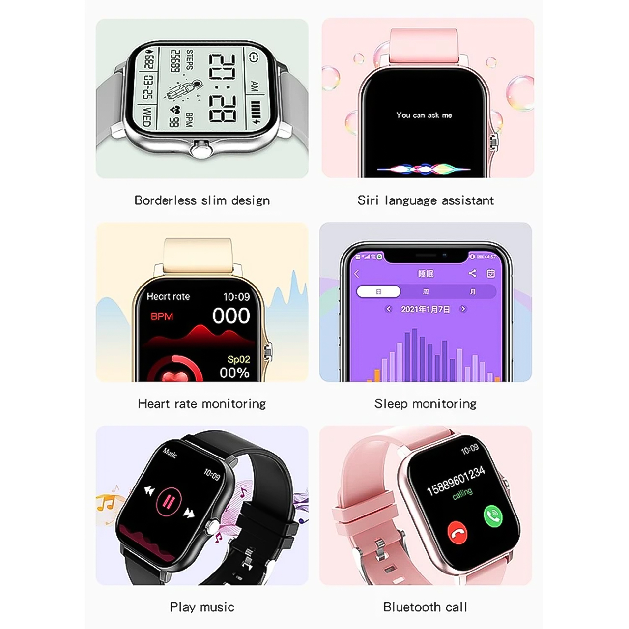 Đồng hồ thông minh Vinetteam Smartwatch Y13 kết nối bluetooth, nghe gọi 2 chiều, nhận thông báo, theo dõi nhịp tim - hàng chính hãng