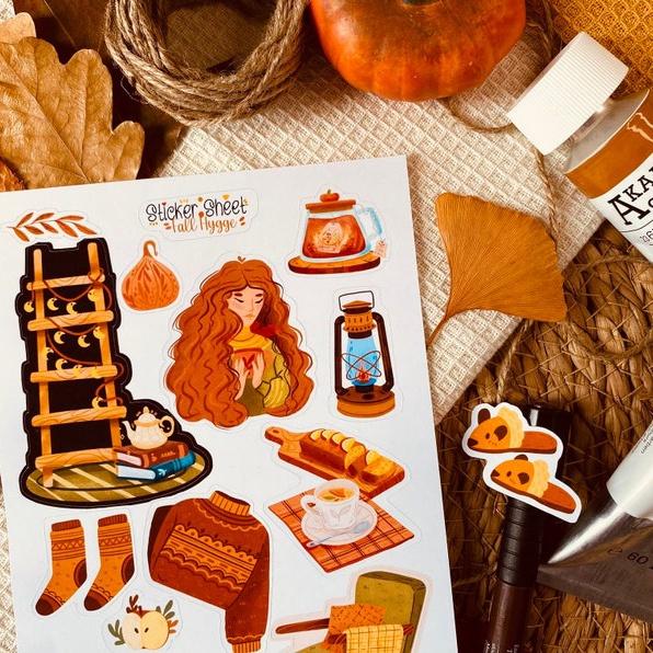 Sticker sheet fall hygge - chuyên dán, trang trí sổ nhật kí, sổ tay | Bullet journal sticker - unim052