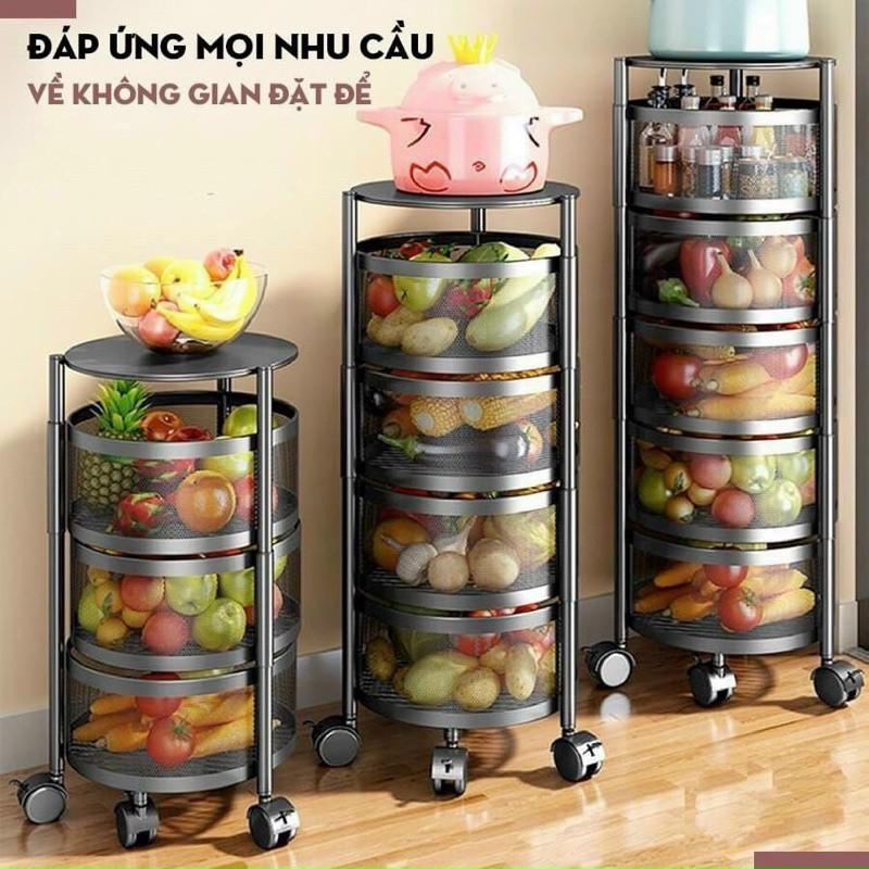 Kệ vuông xoay đa năng thông minh tiện dụng có bánh xe 5 tầng