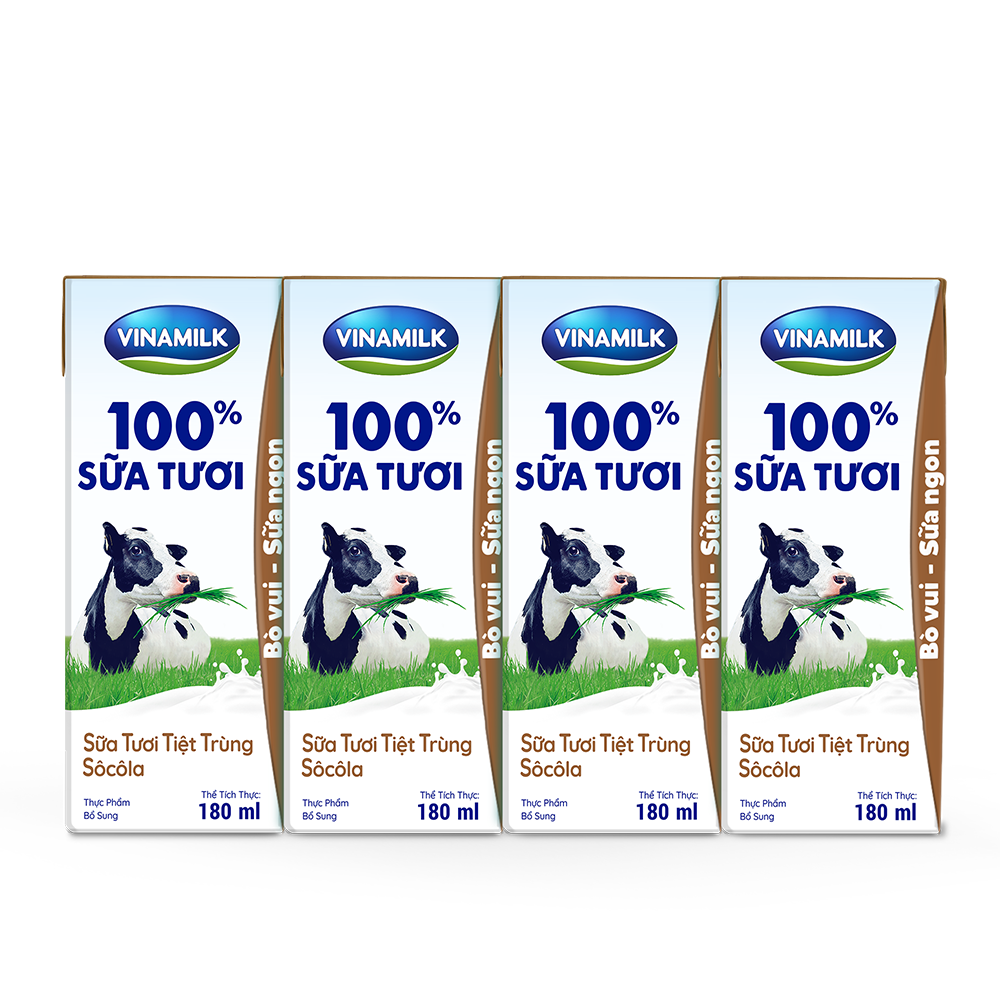 THÙNG 48 HỘP SỮA TƯƠI TIỆT TRÙNG VINAMILK 100% SÔCÔLA 180ML