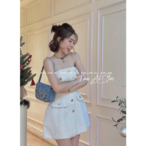 ĐẦM ĐI CHƠI, ĐẦM DỰ TIỆC, ĐẦM CÚP NGỰC HÀNG NÚT GIỮA DÁNG NGẮN DÀI XÒE CỰC SANG
