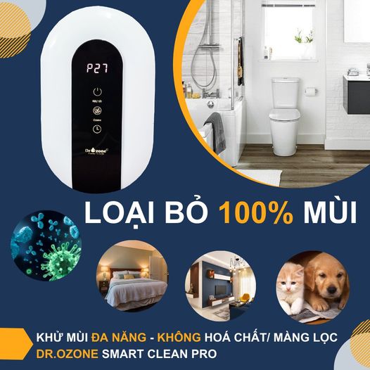 Máy khử mùi nhà vệ sinh Dr.Ozone Smart Clean Pro 2022 - Diện tích sử dụng 10-35m2 - Hàng Chính Hãng