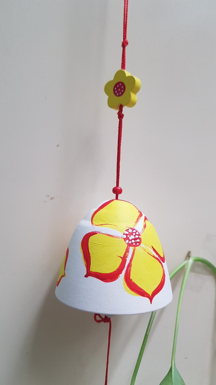 Chuông gió, hàng handmade, hoa văn xinh xắn, quà tặng tri ân khách hàng, quà cảm ơn, chuông gốm Bát Tràng, giao từ HCM