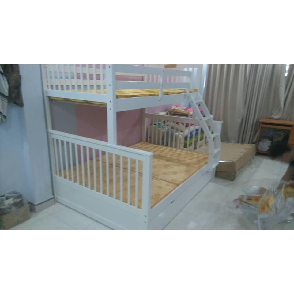 Giường 2 Tầng Gỗ Tự Nhiên 1m4-1m Người Lớn Sử Dụng Được K.Bed  -Trắng