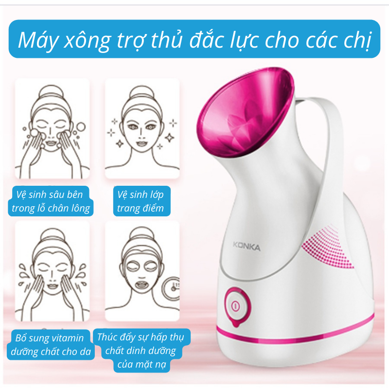 Máy Xông Hơi Sát Khuẩn Mặt Mũi Họng Konka KZ-X6(WE) 100ml Dùng Với Tinh Dầu - Hàng Chính Hãng