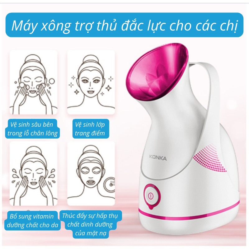 Máy Xông Mặt Phun Sương Nano Giữ Ẩm Làm Sạch Da Mặt 100mL KONKA KZ-X6 - Hàng Chính Hãng