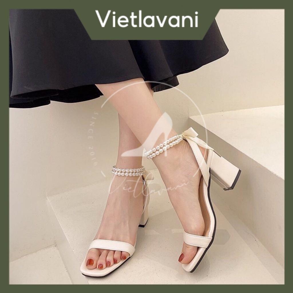 Giày giày sandal nữ cao 5cm mã S45 quai ngọc mũi vuông sang chảnh hot 2022